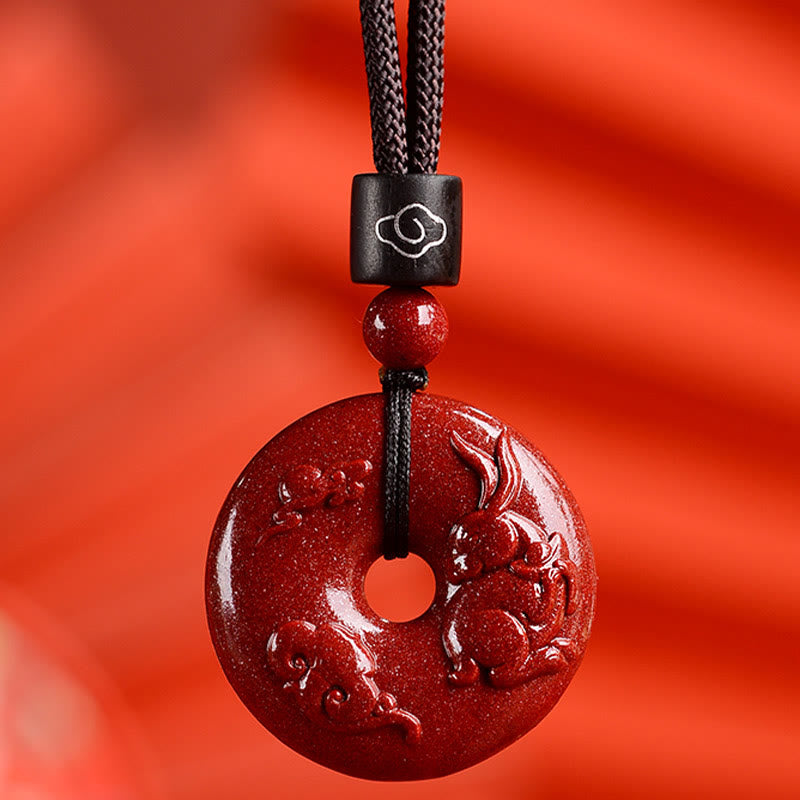 Buddha Stones ​​Chinesische Sternzeichen Zinnober Frieden Schnalle Ruhe Halskette Anhänger - Kaninchen - Klein 28*8 mm - image 19
