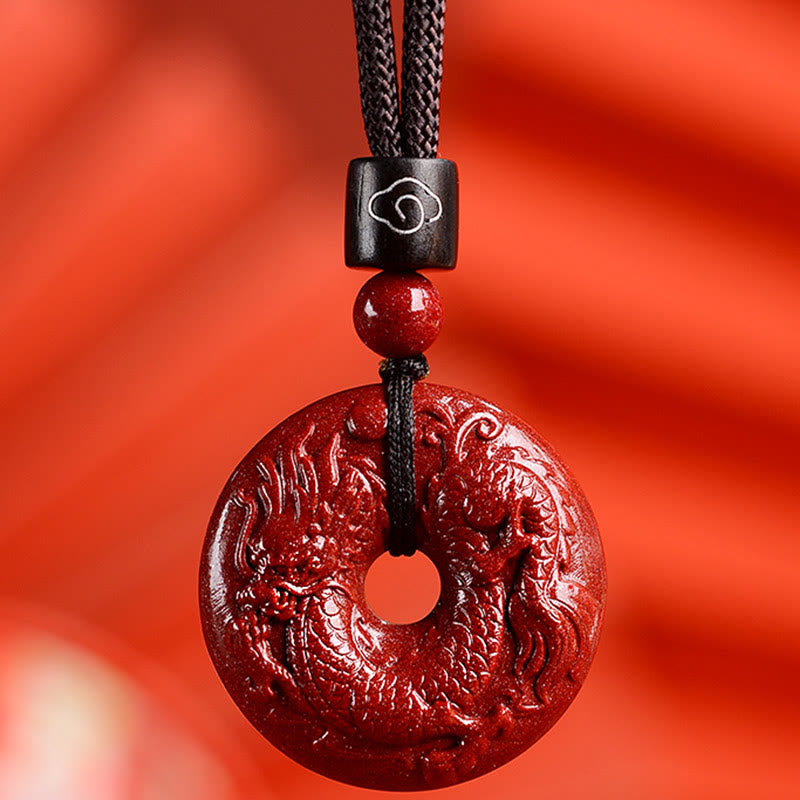Buddha Stones ​​Chinesische Sternzeichen Zinnober Frieden Schnalle Ruhe Halskette Anhänger - Drachen - Klein 28*8 mm - image 22