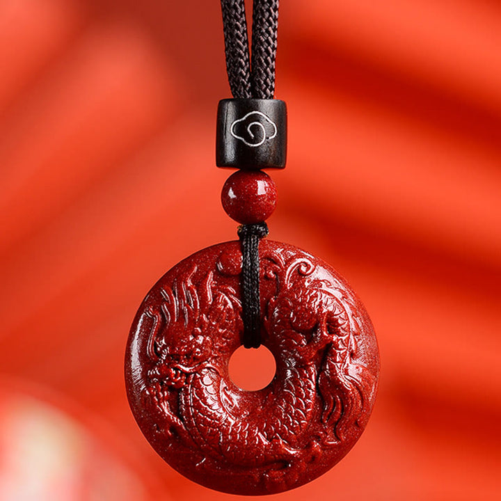 Buddha Stones ​​Chinesische Sternzeichen Zinnober Frieden Schnalle Ruhe Halskette Anhänger - Drachen - Klein 28*8 mm - image 22