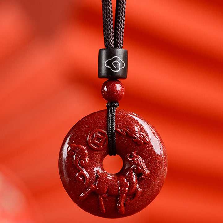 Buddha Stones ​​Chinesische Sternzeichen Zinnober Frieden Schnalle Ruhe Halskette Anhänger - Ziege - Klein 28*8 mm - image 28