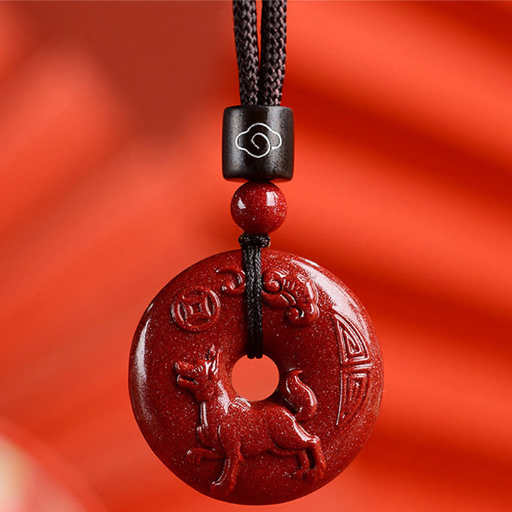 Buddha Stones ​​Chinesische Sternzeichen Zinnober Frieden Schnalle Ruhe Halskette Anhänger - Hund - Klein 28*8 mm - image 34
