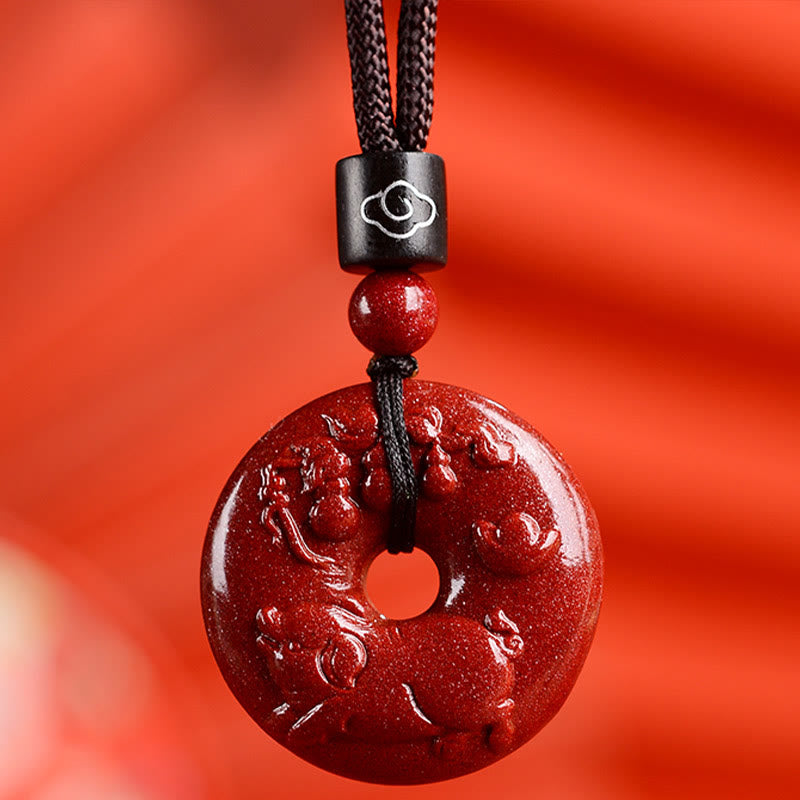 Buddha Stones ​​Chinesische Sternzeichen Zinnober Frieden Schnalle Ruhe Halskette Anhänger - Schwein - Klein 28*8 mm - image 36