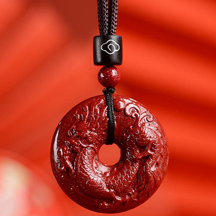 Buddha Stones ​​Chinesische Sternzeichen Zinnober Frieden Schnalle Ruhe Halskette Anhänger - Drachen - Mittel 32*9 mm - image 23