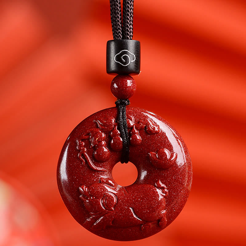 Buddha Stones ​​Chinesische Sternzeichen Zinnober Frieden Schnalle Ruhe Halskette Anhänger - Schwein - Mittel 32*9 mm - image 37