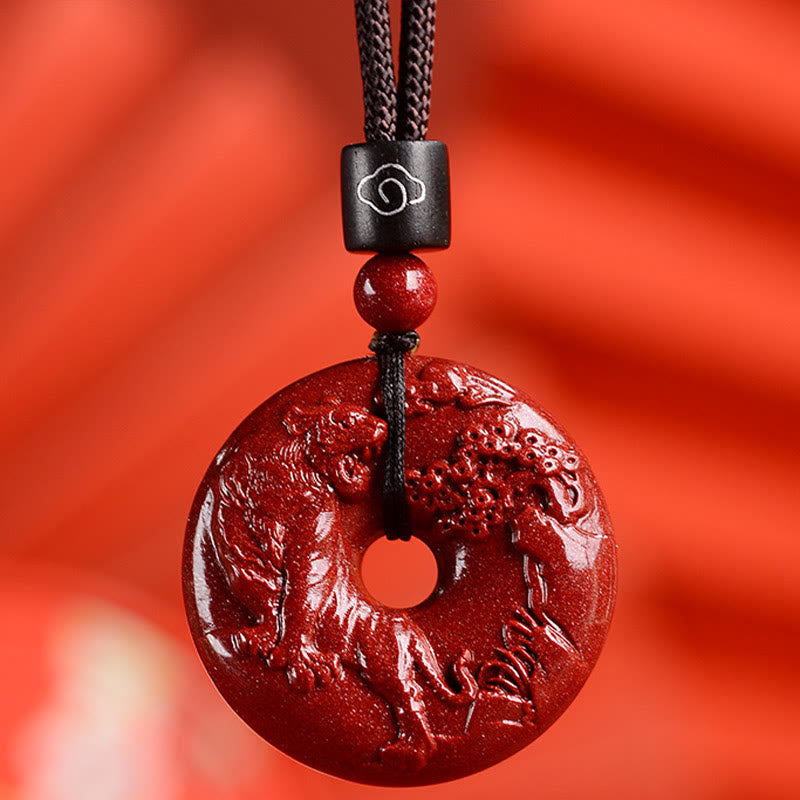 Buddha Stones ​​Chinesische Sternzeichen Zinnober Frieden Schnalle Ruhe Halskette Anhänger - Tiger - Mittel 32*9 mm - image 18