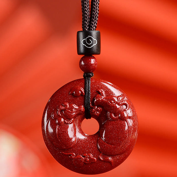 Buddha Stones ​​Chinesische Sternzeichen Zinnober Frieden Schnalle Ruhe Halskette Anhänger - Ochse - Mittel 32*9 mm - image 16