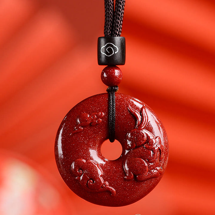 Buddha Stones ​​Chinesische Sternzeichen Zinnober Frieden Schnalle Ruhe Halskette Anhänger - Kaninchen - Mittel 32*9 mm - image 20