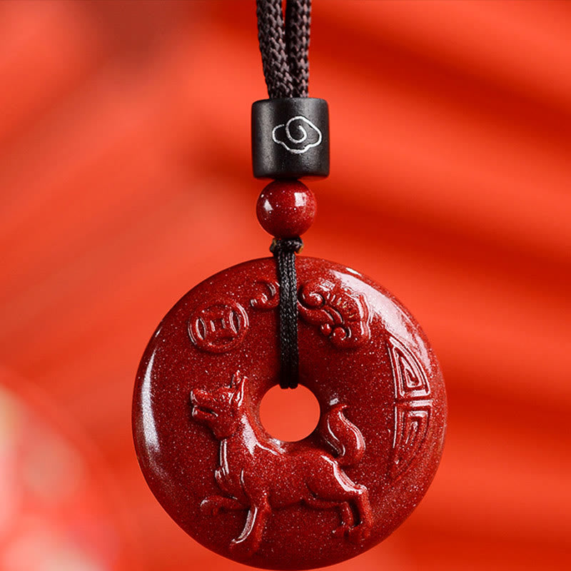 Buddha Stones ​​Chinesische Sternzeichen Zinnober Frieden Schnalle Ruhe Halskette Anhänger - Hund - Mittel 32*9 mm - image 35