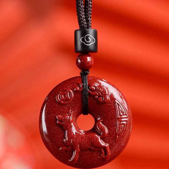 Buddha Stones ​​Chinesische Sternzeichen Zinnober Frieden Schnalle Ruhe Halskette Anhänger - Hund - Mittel 32*9 mm - image 35