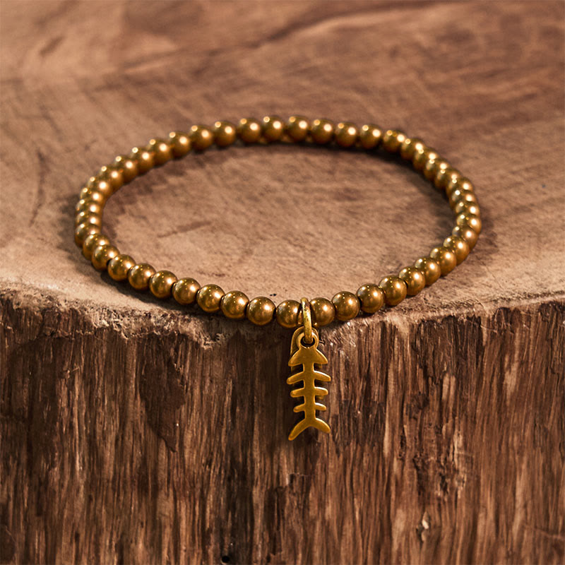 Buddha Stones ​​Messing Kupfer Fischgräten-Heilarmband - image 9