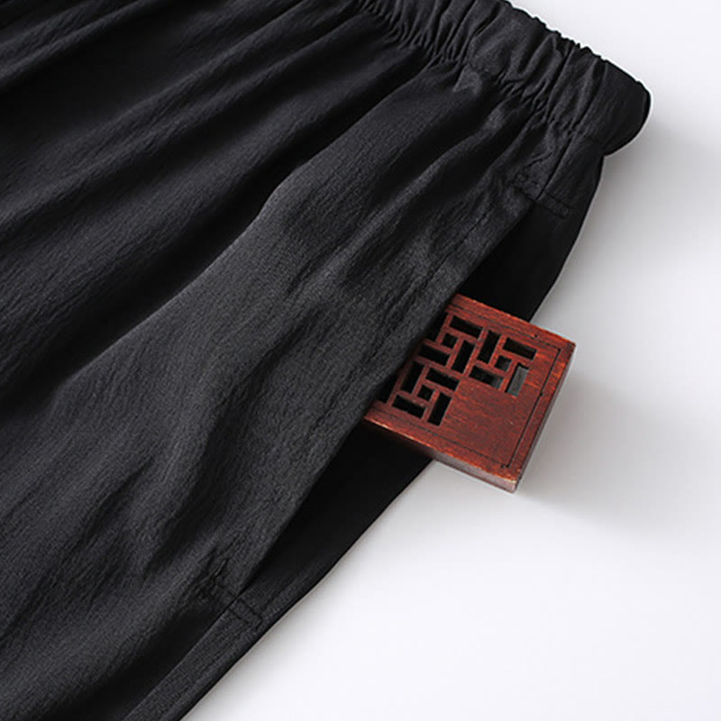 Buddha Stones 2-teiliger Tang-Anzug, traditioneller Froschknopf, Herren-Langarmshirt und Hose, Kleidungsset - image 12
