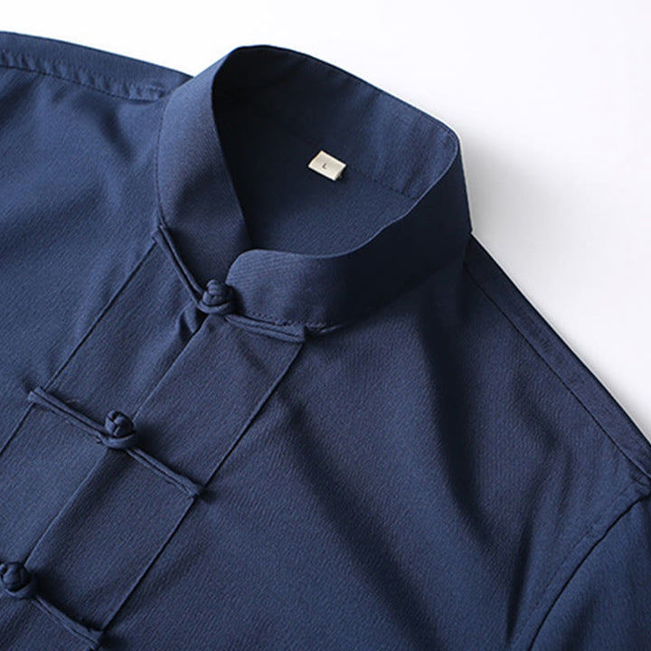 Buddha Stones 2-teiliger Tang-Anzug, traditioneller Froschknopf, Herren-Langarmshirt und Hose, Kleidungsset - image 2