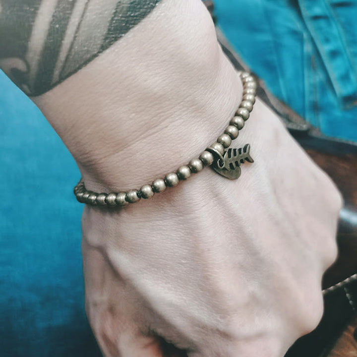 Buddha Stones ​​Messing Kupfer Fischgräten-Heilarmband - image 3