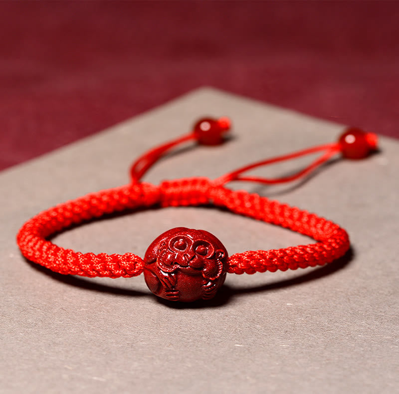 Buddha Stones, chinesisches Tierkreiszeichen, rote Schnur, Zinnober-Segensarmband