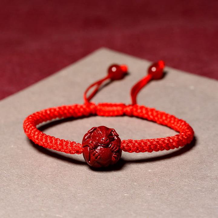 Buddha Stones, chinesisches Tierkreiszeichen, rote Schnur, Zinnober-Segensarmband