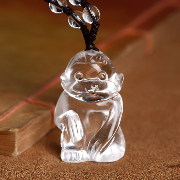 Halskette mit Anhänger Buddha Stones Chinese Zodiac White Crystal Protection