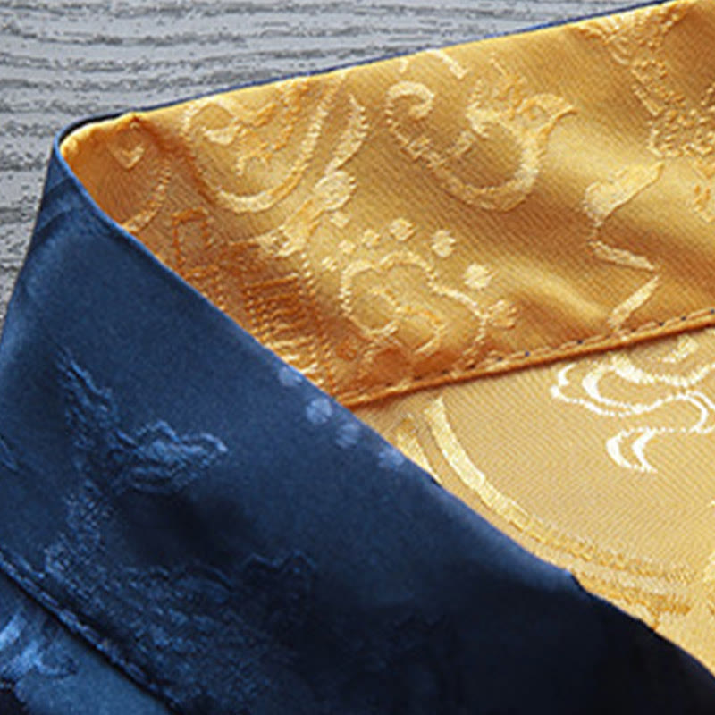 Buddha Stones Herren-Tang-Anzug mit Froschknopfleiste, Koi-Fisch-Muster, Langarmhemd mit Taschen - image 3