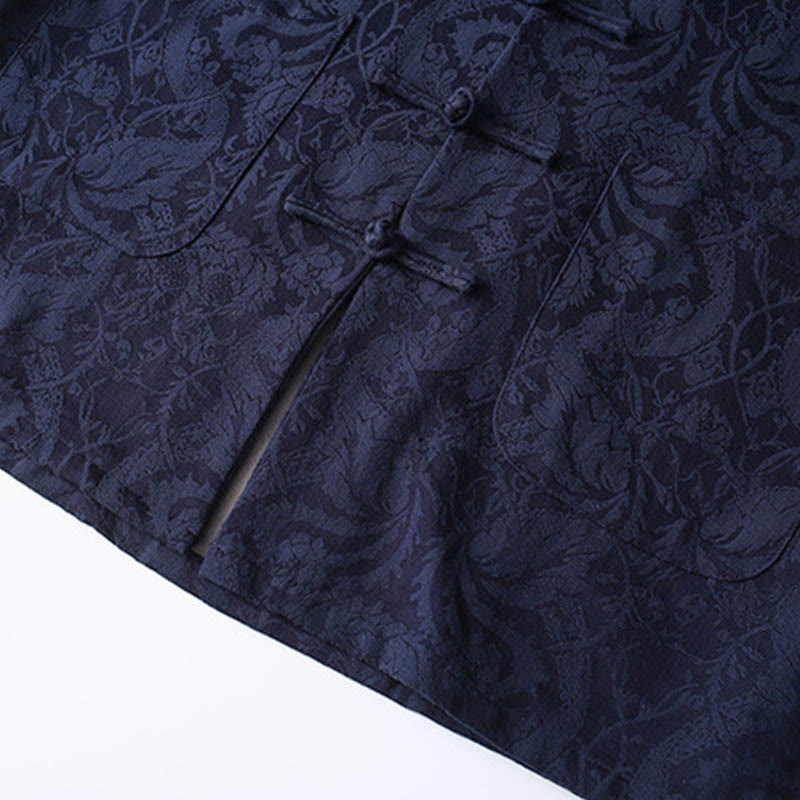 Buddha Stones 2-teiliger Tang-Anzug für Herren, Jacquard-Rebenmuster, Froschknopf, Baumwolle, Langarm, Hemd, Hose - image 7