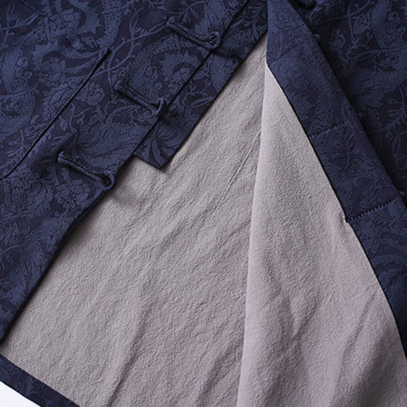 Buddha Stones 2-teiliger Tang-Anzug für Herren, Jacquard-Rebenmuster, Froschknopf, Baumwolle, Langarm, Hemd, Hose - image 3