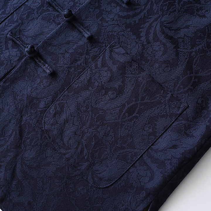 Buddha Stones 2-teiliger Tang-Anzug für Herren, Jacquard-Rebenmuster, Froschknopf, Baumwolle, Langarm, Hemd, Hose - image 5