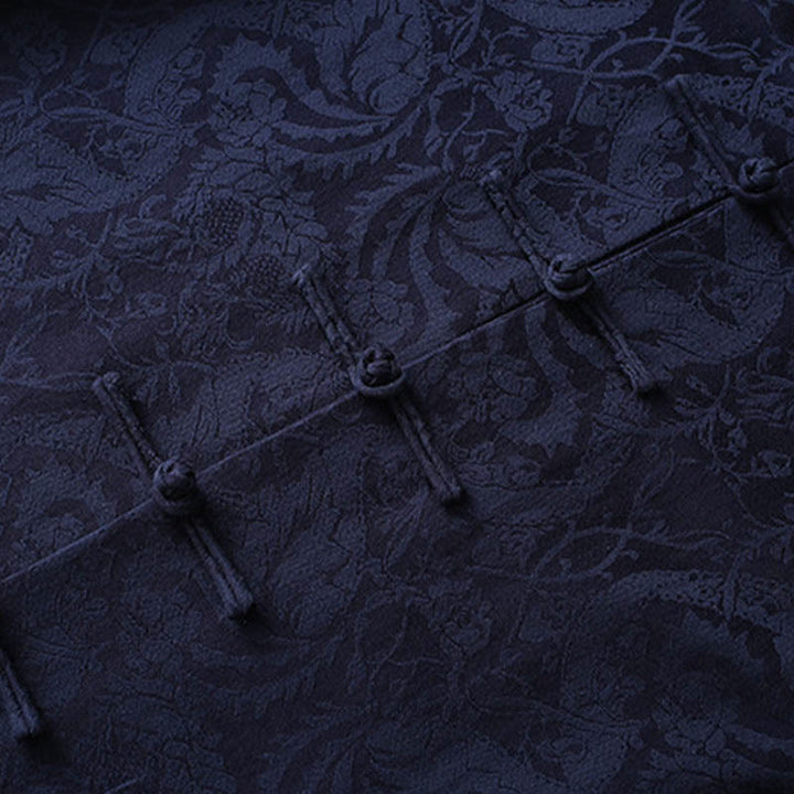 Buddha Stones 2-teiliger Tang-Anzug für Herren, Jacquard-Rebenmuster, Froschknopf, Baumwolle, Langarm, Hemd, Hose - image 4