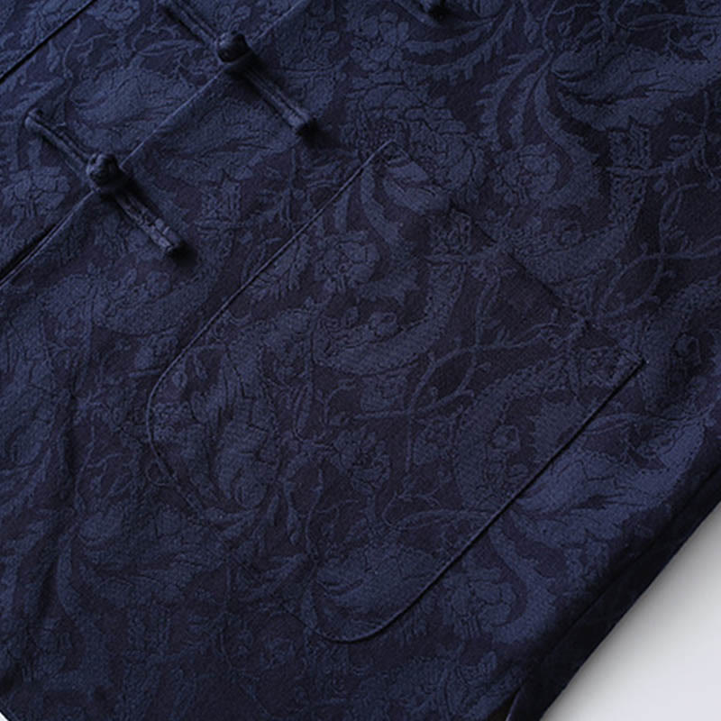 Buddha Stones 2-teiliger Tang-Anzug für Herren, Jacquard-Rebenmuster, Froschknopf, Baumwolle, Langarm, Hemd, Hose - image 5