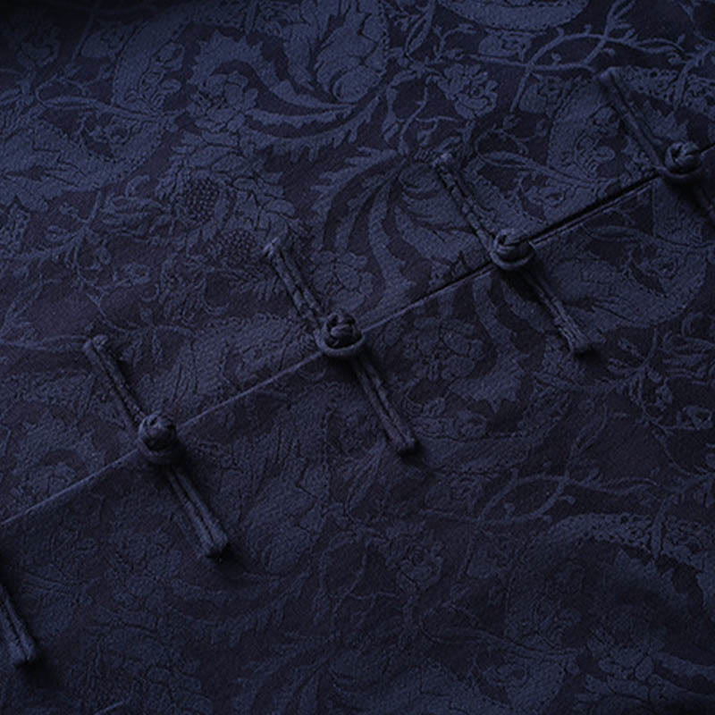 Buddha Stones 2-teiliger Tang-Anzug für Herren, Jacquard-Rebenmuster, Froschknopf, Baumwolle, Langarm, Hemd, Hose - image 4