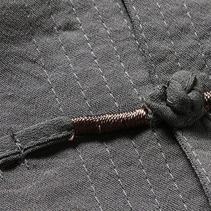Buddha Stones 2-teiliger schlichter Tang-Anzug für Herren mit Froschknöpfen, langärmeliges Hemd und Hose - image 5