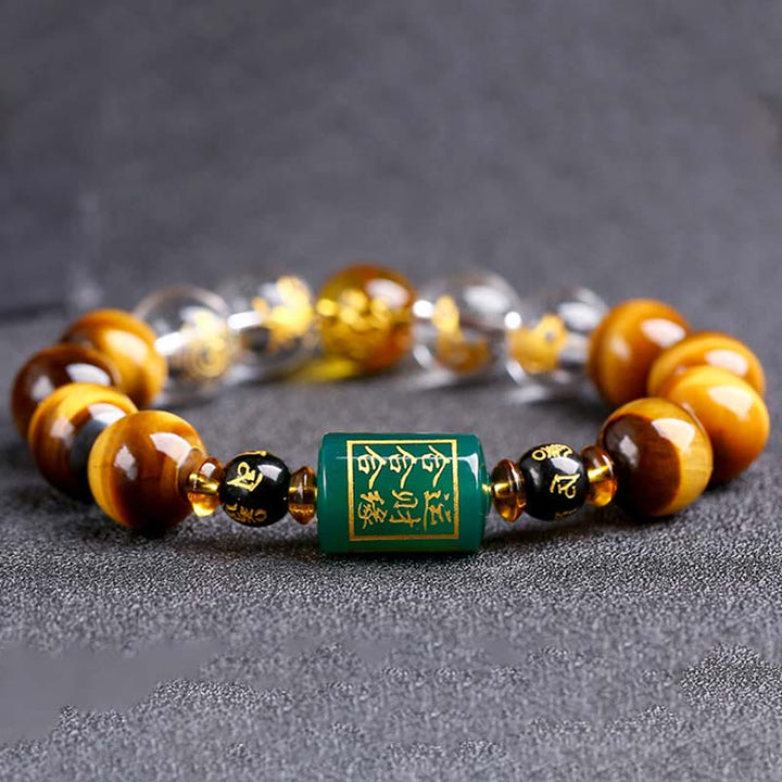 Buddha Stones Chinesisches Sternzeichen Tigerauge Mut-Armband