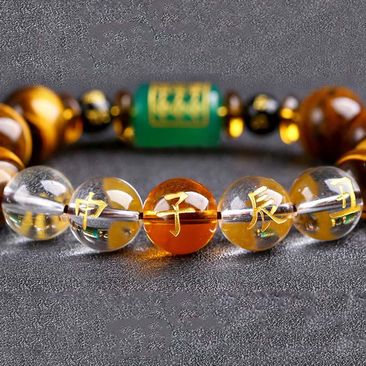 Buddha Stones Chinesisches Sternzeichen Tigerauge Mut-Armband