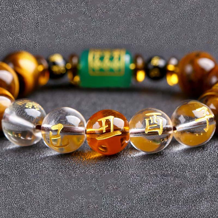 Buddha Stones Chinesisches Sternzeichen Tigerauge Mut-Armband