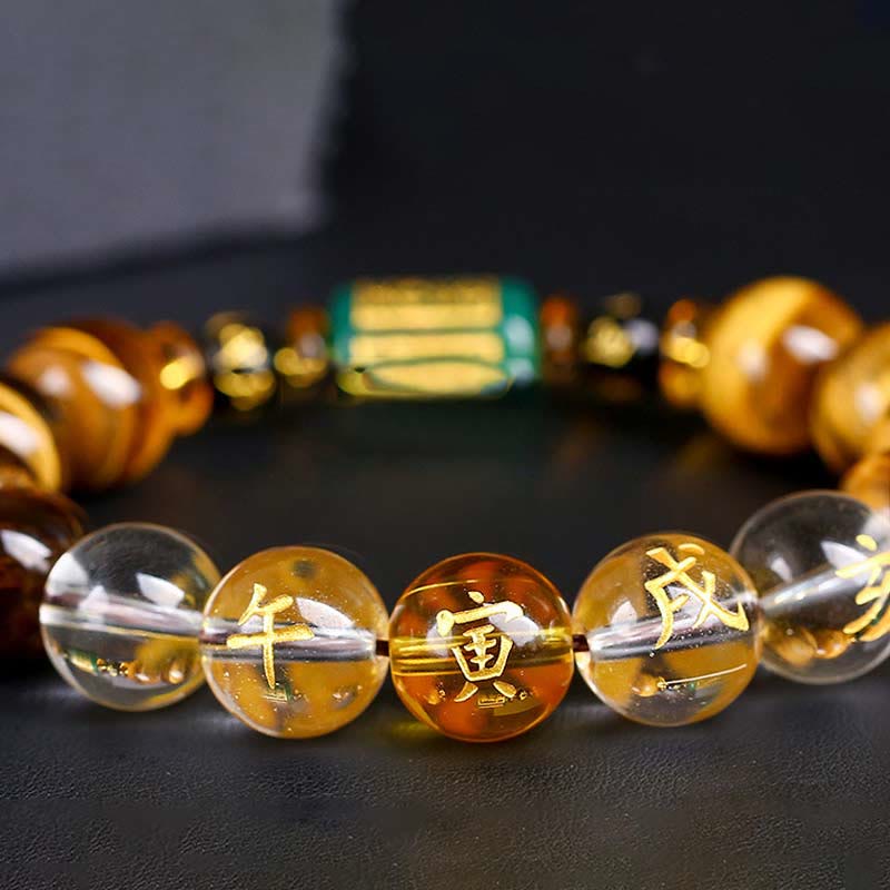 Buddha Stones Chinesisches Sternzeichen Tigerauge Mut-Armband