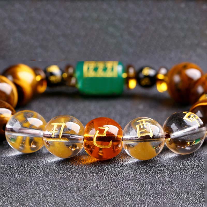 Buddha Stones Chinesisches Sternzeichen Tigerauge Mut-Armband