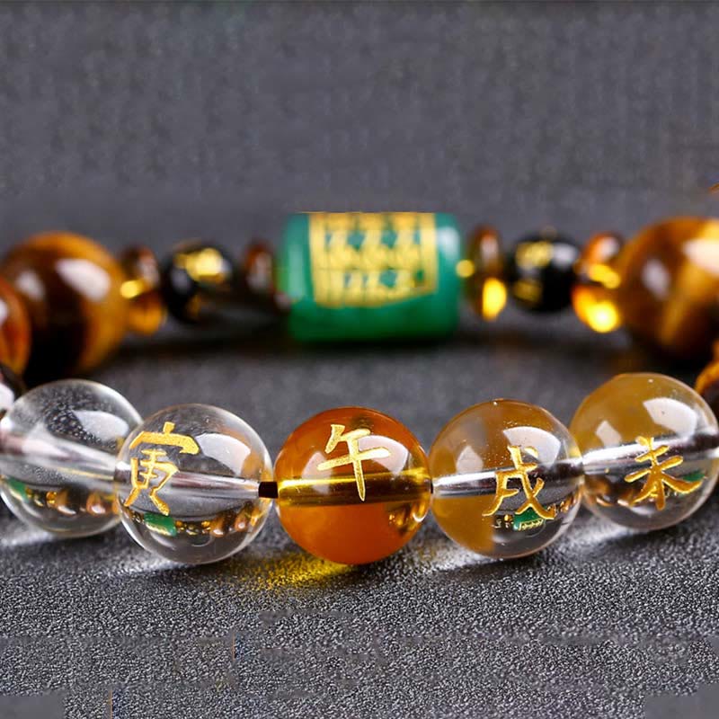 Buddha Stones Chinesisches Sternzeichen Tigerauge Mut-Armband