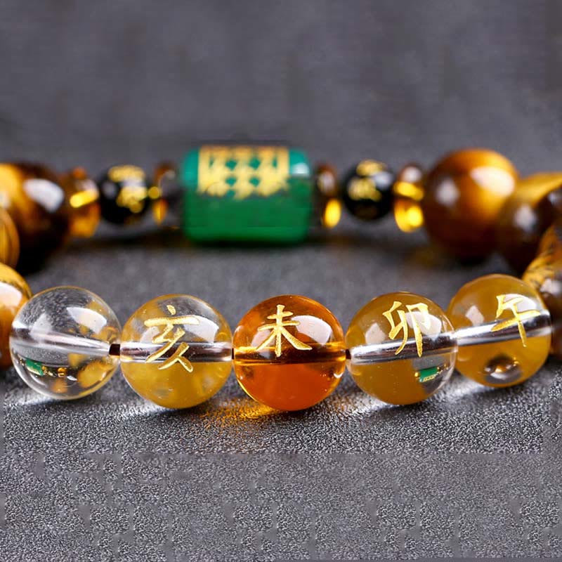 Buddha Stones Chinesisches Sternzeichen Tigerauge Mut-Armband