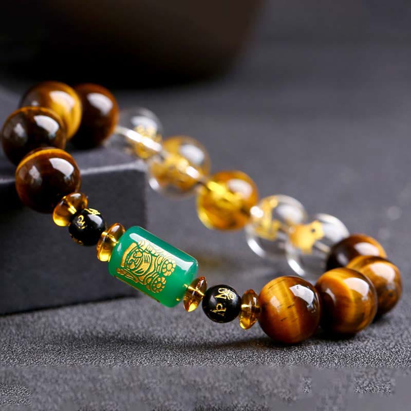 Buddha Stones Chinesisches Sternzeichen Tigerauge Mut-Armband