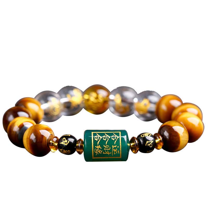 Buddha Stones Chinesisches Sternzeichen Tigerauge Mut-Armband