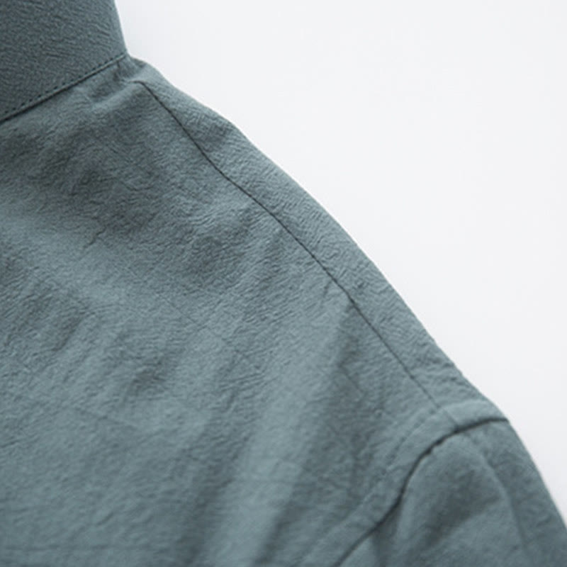 Buddha Stones 2-teiliger Zen-Tang-Anzug für Herren aus Leinen mit Froschknöpfen, langärmeliges Hemd und Hose - image 7