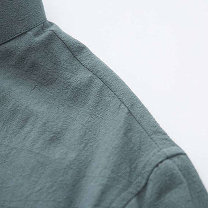 Buddha Stones 2-teiliger Zen-Tang-Anzug für Herren aus Leinen mit Froschknöpfen, langärmeliges Hemd und Hose - image 7