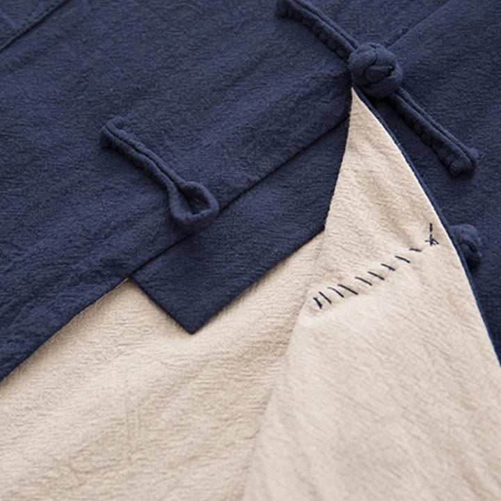 Buddha Stones 2-teiliger Zen-Tang-Anzug für Herren aus Leinen mit Froschknöpfen, langärmeliges Hemd und Hose - image 27