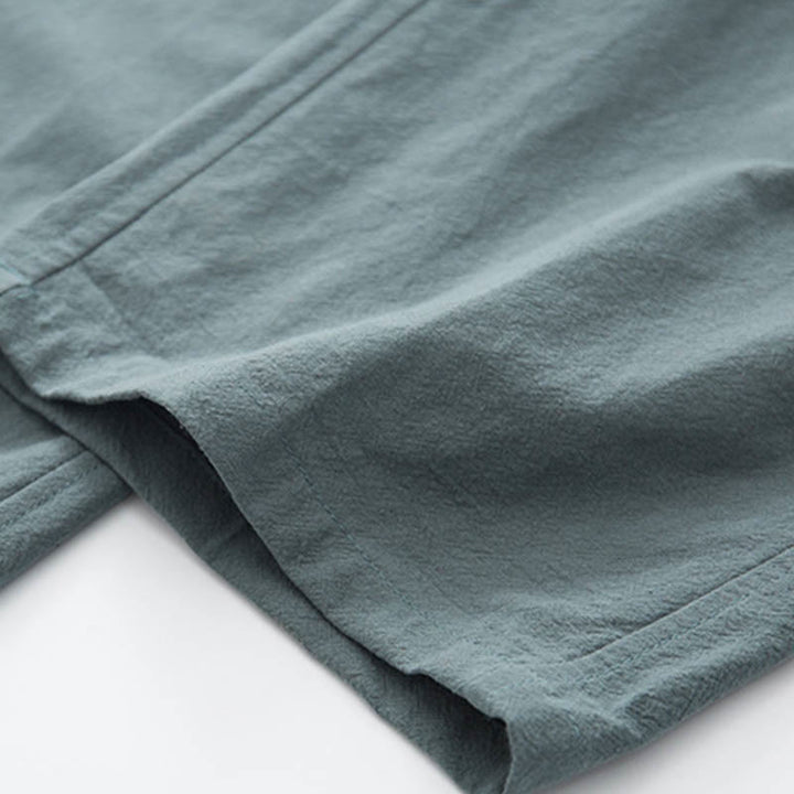 Buddha Stones 2-teiliger Zen-Tang-Anzug für Herren aus Leinen mit Froschknöpfen, langärmeliges Hemd und Hose - image 17