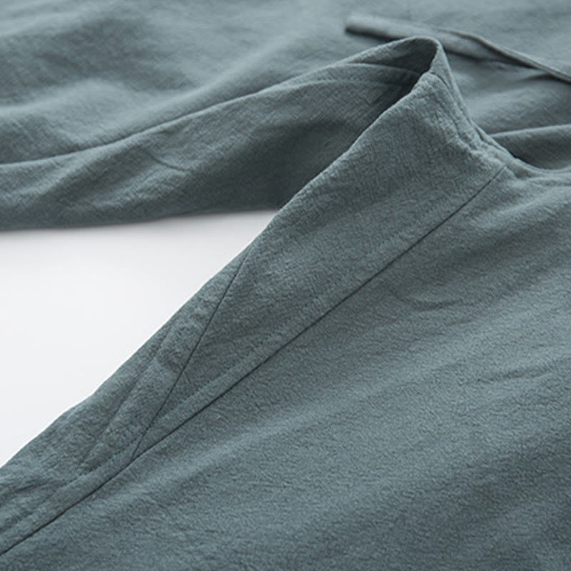 Buddha Stones 2-teiliger Zen-Tang-Anzug für Herren aus Leinen mit Froschknöpfen, langärmeliges Hemd und Hose - image 16