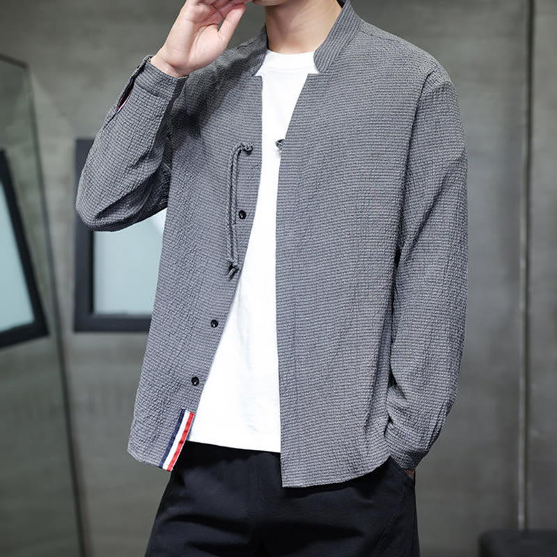 Buddha Stones Herbst Einfarbig Herren Knopf Langarmhemd Kleidung - image 6