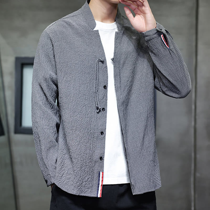 Buddha Stones Herbst Einfarbig Herren Knopf Langarmhemd Kleidung - image 5