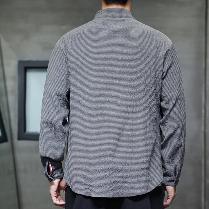 Buddha Stones Herbst Einfarbig Herren Knopf Langarmhemd Kleidung - image 4