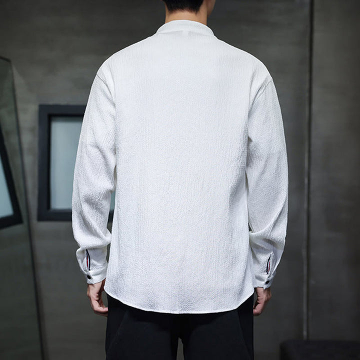 Buddha Stones Herbst Einfarbig Herren Knopf Langarmhemd Kleidung - image 13