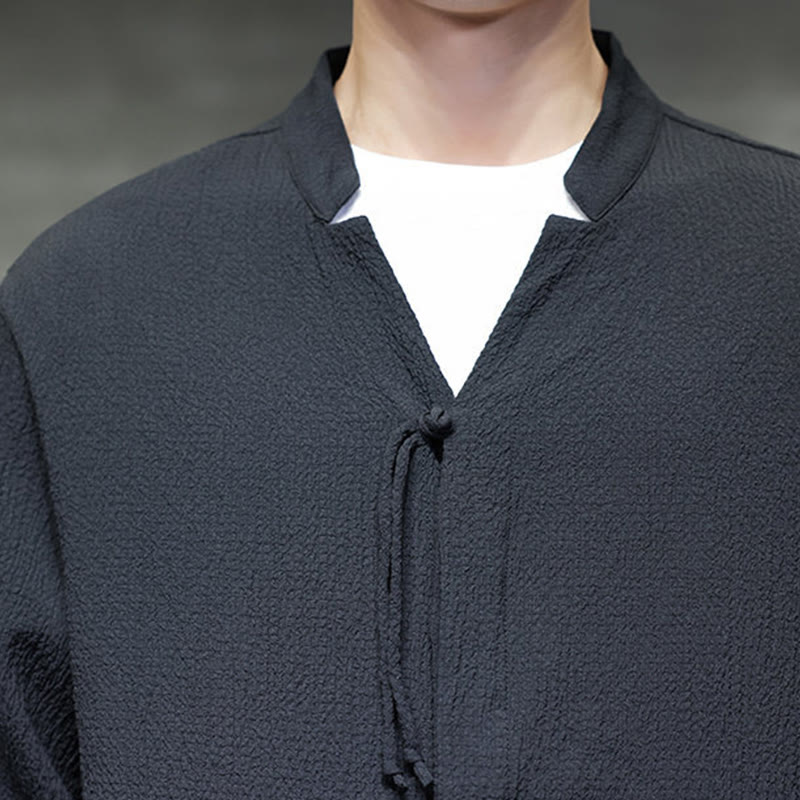 Buddha Stones Herbst Einfarbig Herren Knopf Langarmhemd Kleidung - image 24