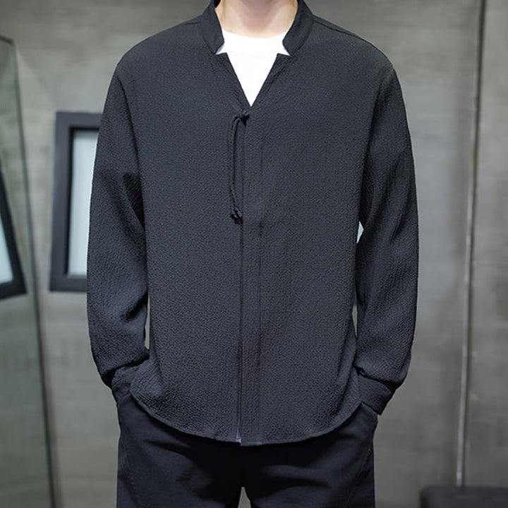 Buddha Stones Herbst Einfarbig Herren Knopf Langarmhemd Kleidung - image 21