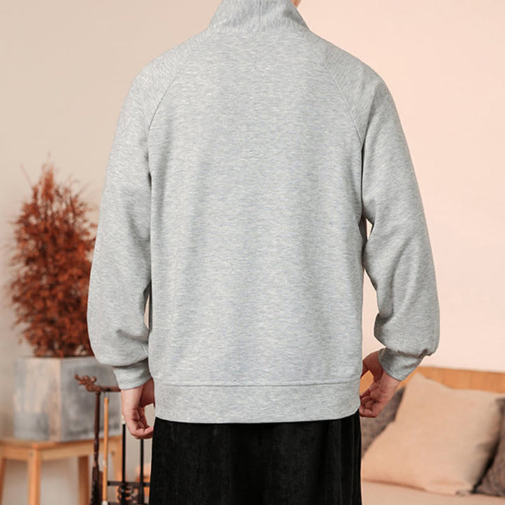 Buddha Stones Fall Schlichter V-Ausschnitt Herren Sweatshirt Baumwollpullover mit Taschen