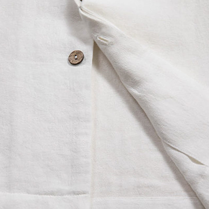 Buddha Stones V-Ausschnitt Herren Leinen Langarmhemd Zen Kleidung - image 7